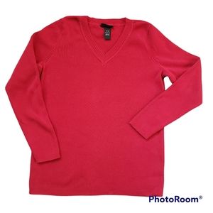 LANE BRYANT | Red Ribbed V-Neck Sweater | Size 14/16